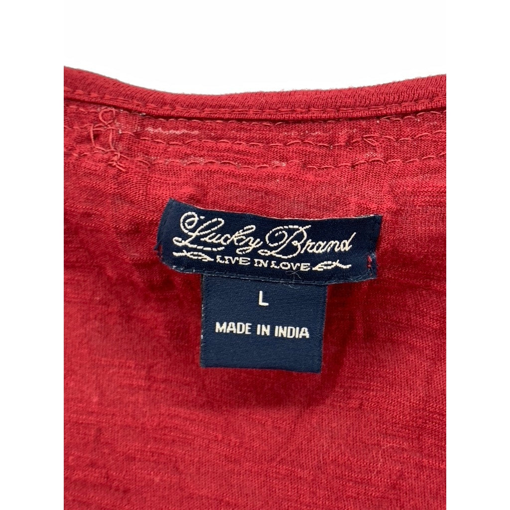 LUCKY BRAND Women's Burgundy Sequin V-Neck Sweater SZ L