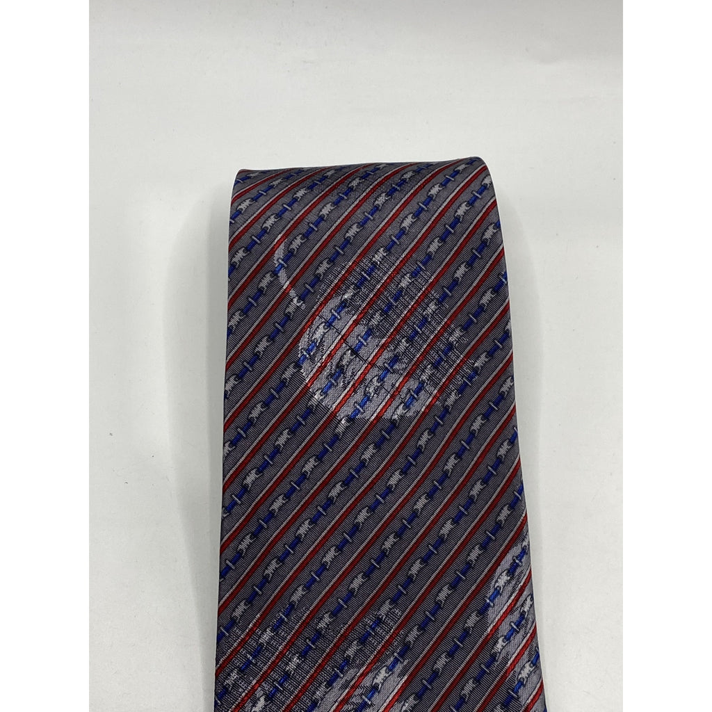 CITY GOLD Men's Navy-Burgundy Poly Silk Printed Casual Tie SZ OS