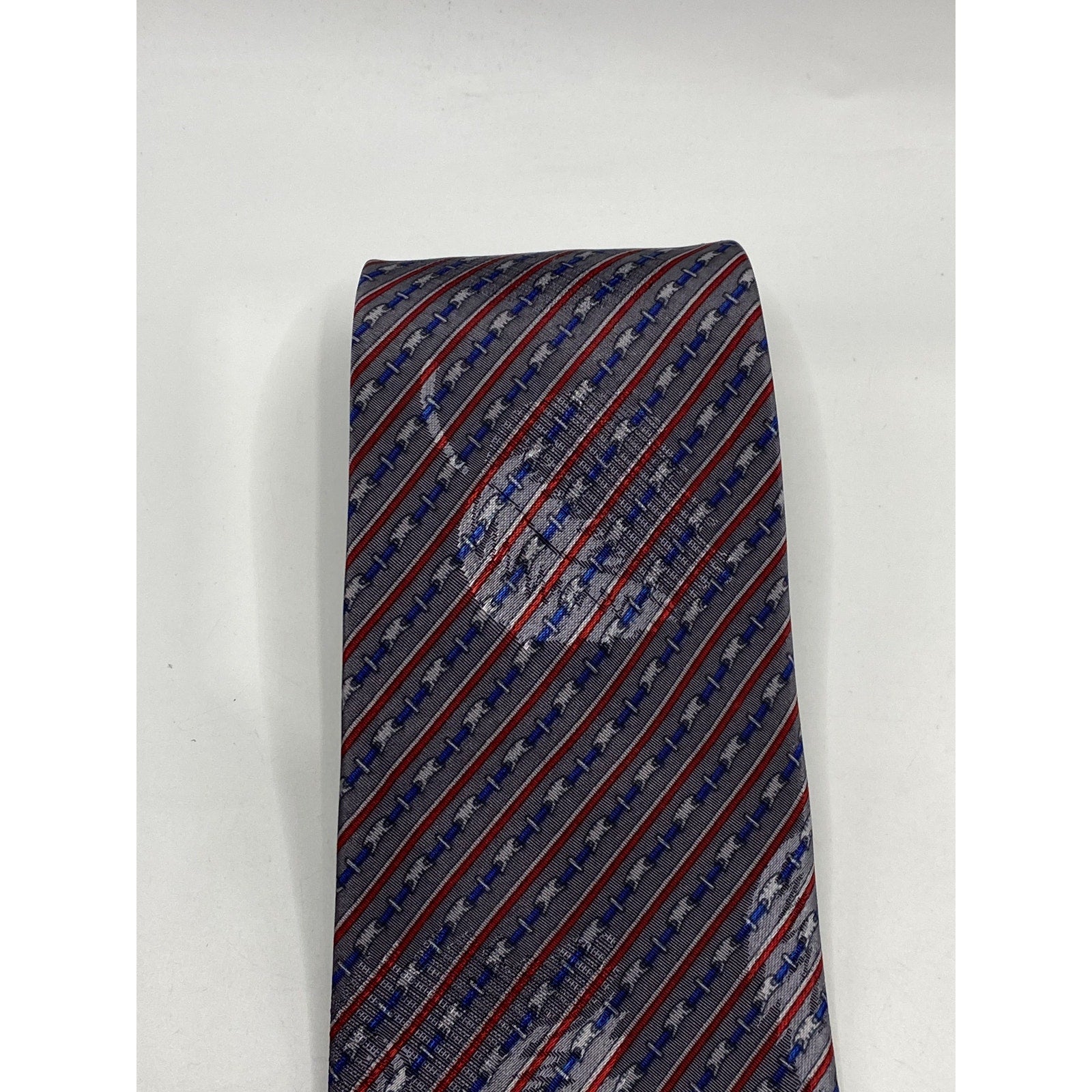 CITY GOLD Men's Navy-Burgundy Poly Silk Printed Casual Tie SZ OS