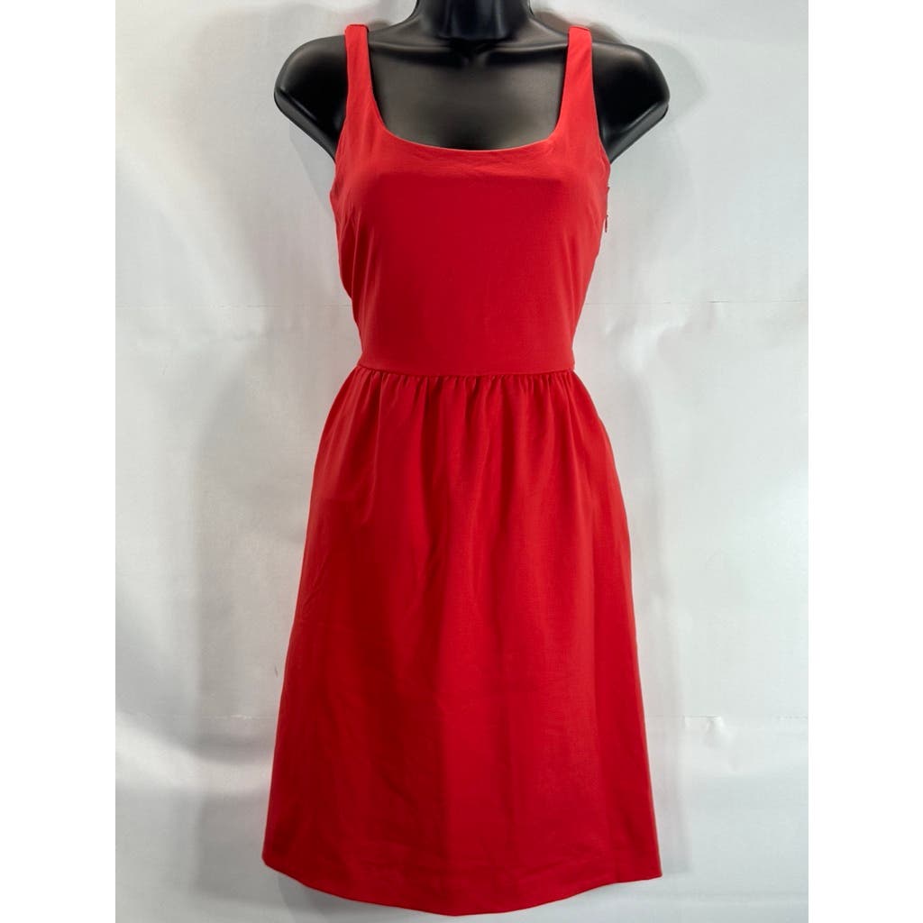 CYNTHIA ROWLEY Women's Red Scoop-Neck Sleeveless Pocket Knee Length Dress SZ 4