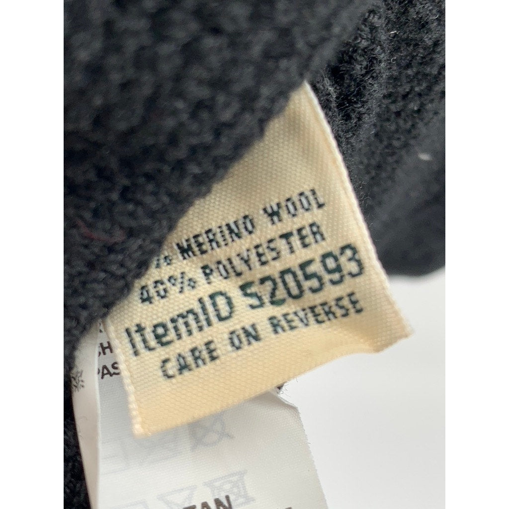 L.L. BEAN Women's Black Honeycomb Merino Wool-Blend Half-Zip Sweater SZ S