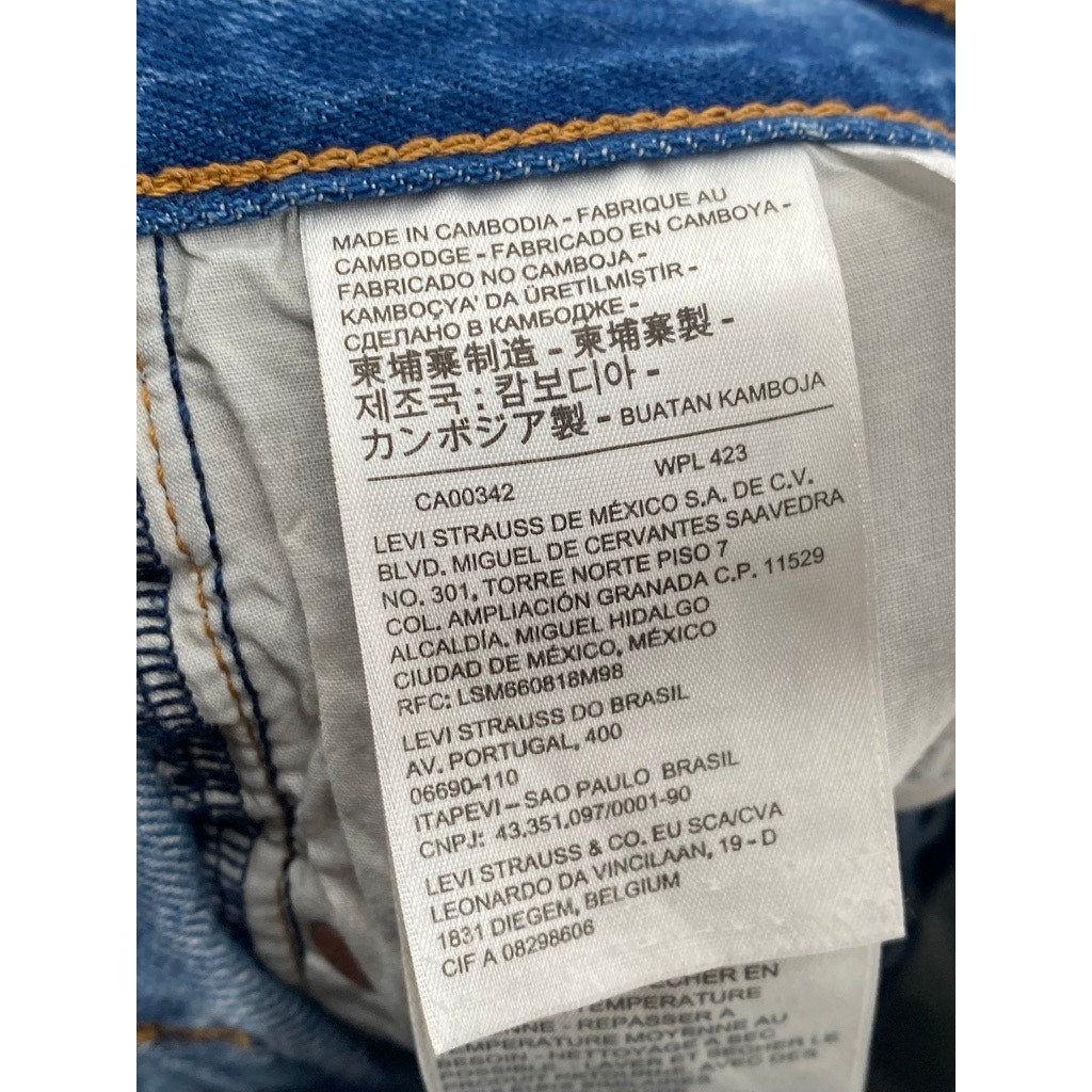 LEVI’S Women’s Dark Blue Straight-Leg High-Rise Ribcage Bermuda Shorts SZ 24