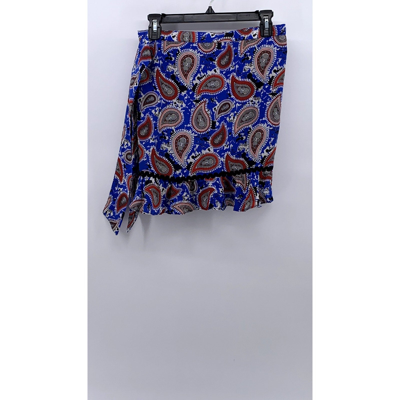 DODO BAR OR Women's Blue-Red Silk Paisley Printed Mini Skirt SZ 40(USS)