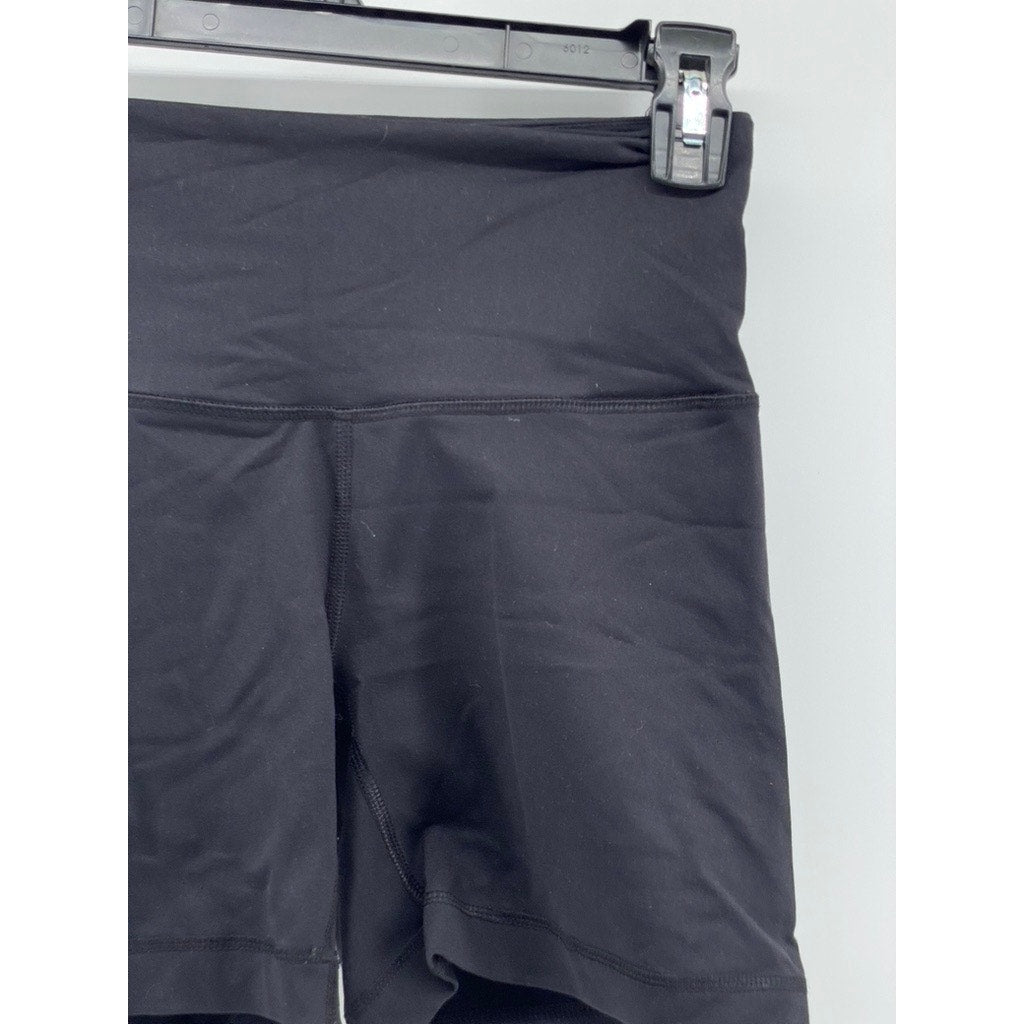 90 DEGREE BY REFLEX Women's Black Solid High-Rise Pull-On Bike Shorts SZ XS