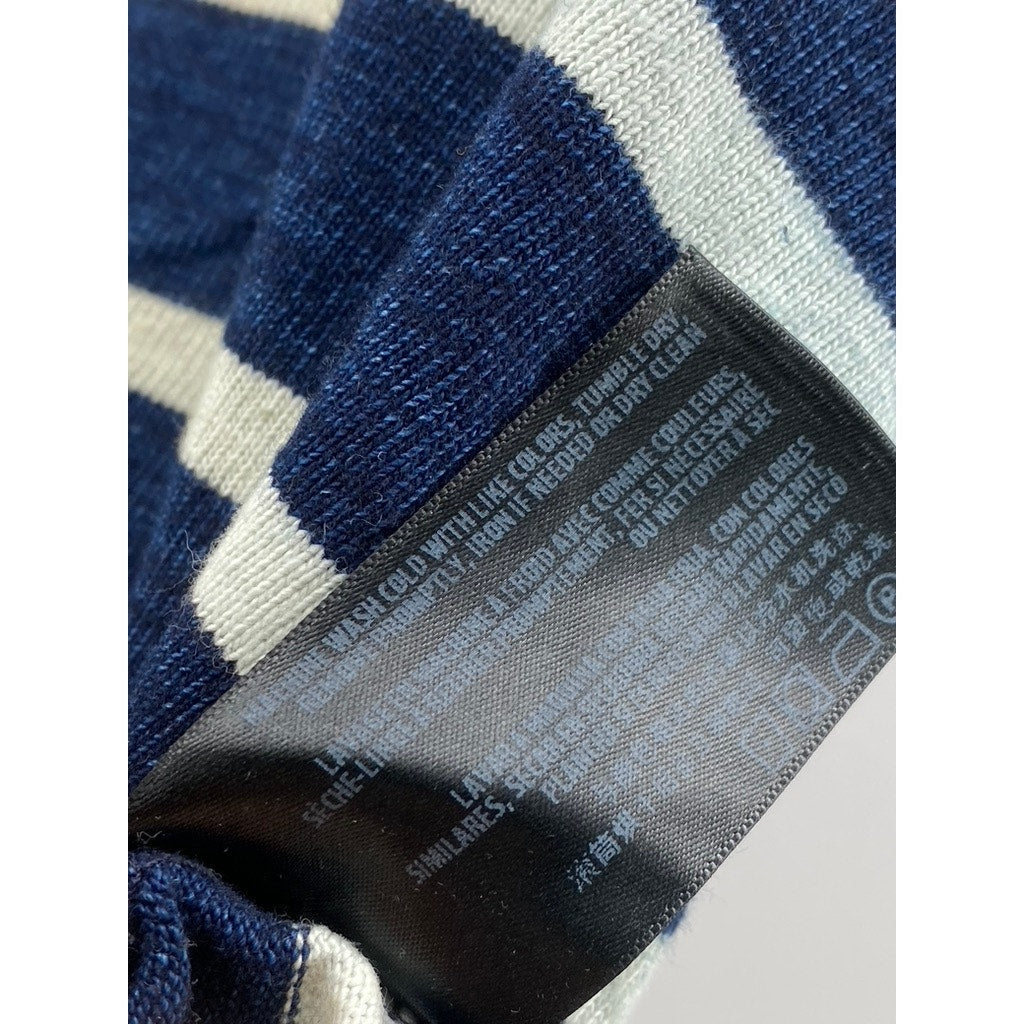 ADRIANO GOLDSCHMIED AG Women's Blue-White Striped Crewneck Cropped T-Shirt SZ M