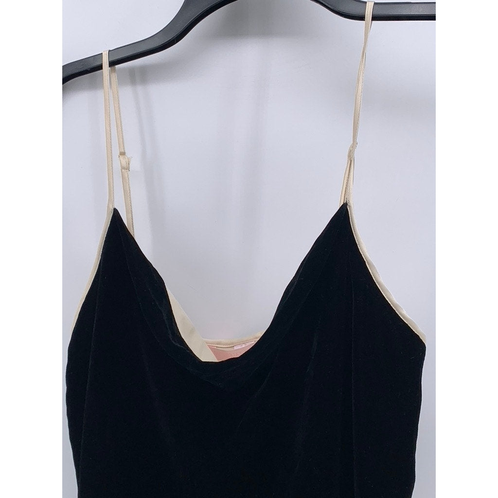 VICTORIA'S SECRET Women's Black-Beige V-Neck Cami Top SZ M