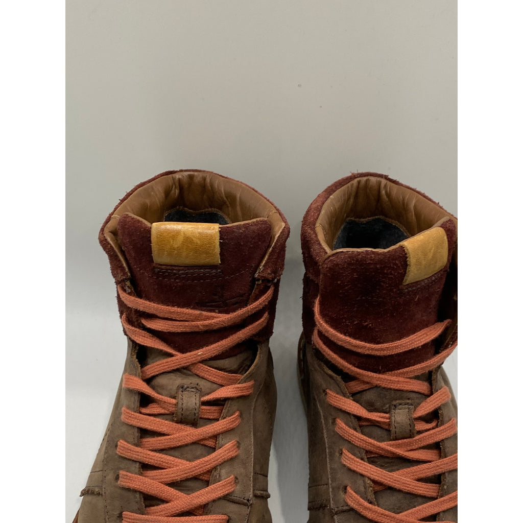 J. SHOES Men's Brown Leather Honour Round-Toe Lace-Up Boot Style Sneakers SZ 8