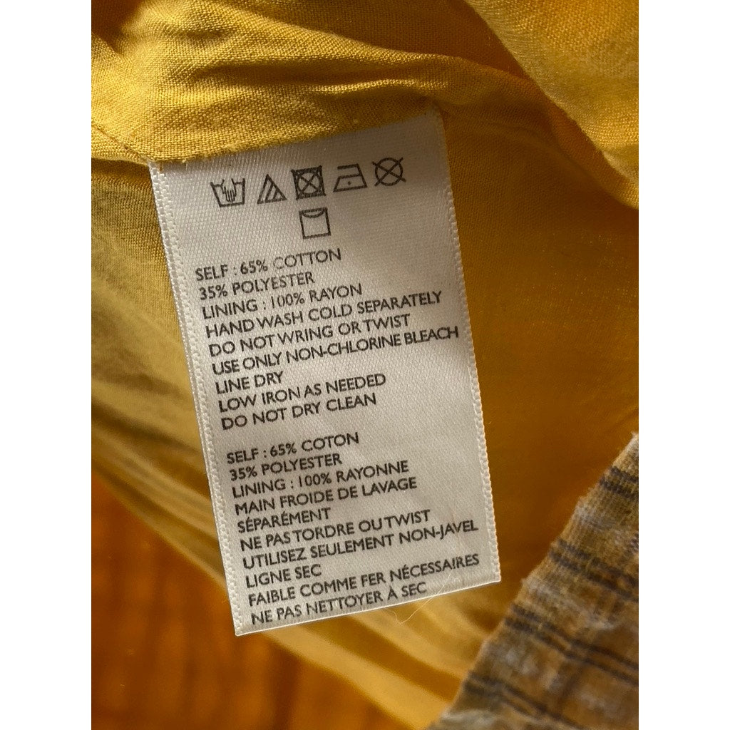 URBAN OUTFITTER Women's Mustard Yellow Emma Plaid Straight-Neck Mini Dress SZ 4