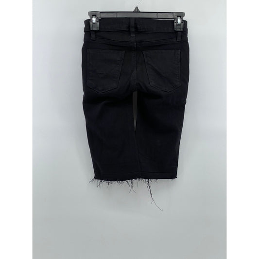 HUDSON LOS ANGELES Women’s Black Denim Five-Pocket Raw-Hem Amelia Shorts SZ 23