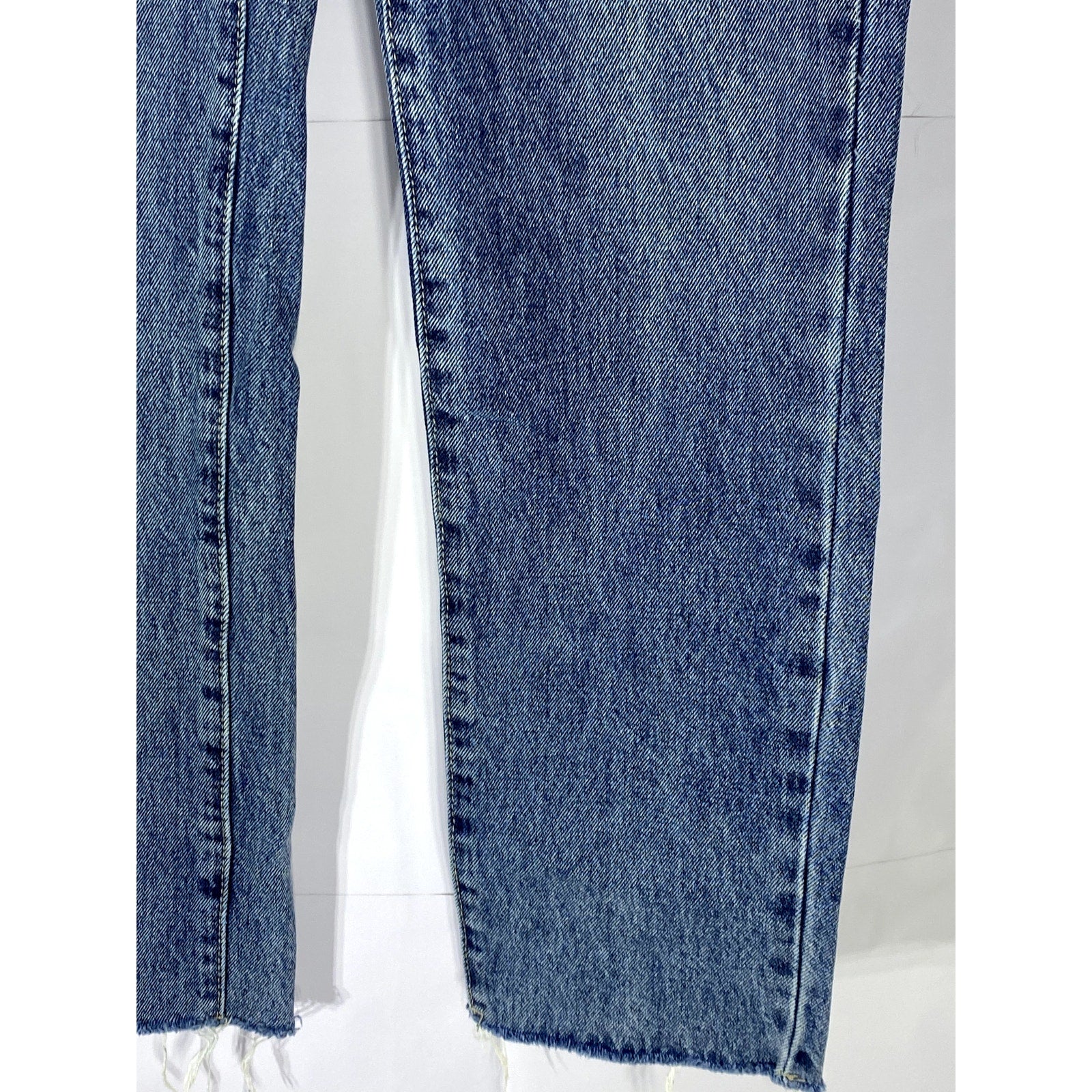 SUPERDOWN Women's Dark Blue Denim Raw Hem Straight-Leg Five-Pocket Jean SZ 26