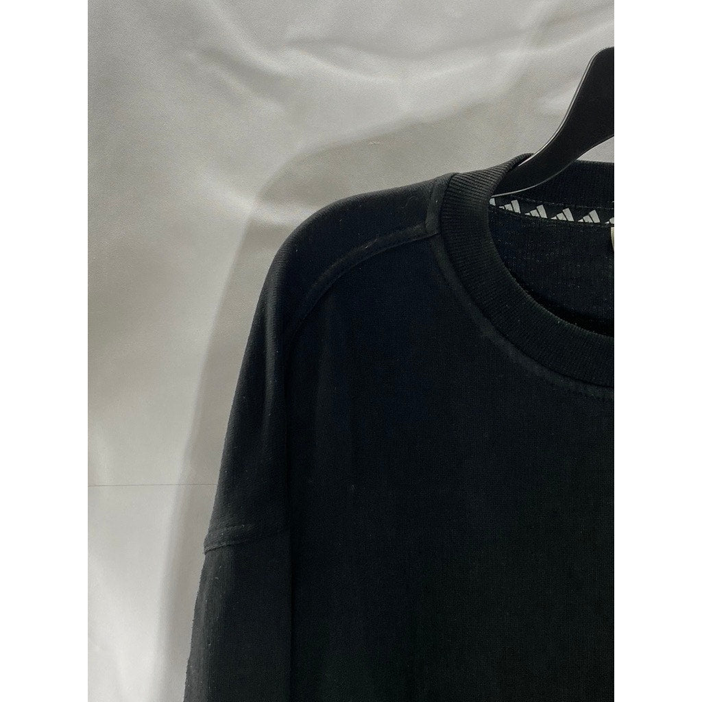 ADIDAS Men's Vintage Black/White Chest Logo Crewneck Long Sleeve T-Shirt SZ L
