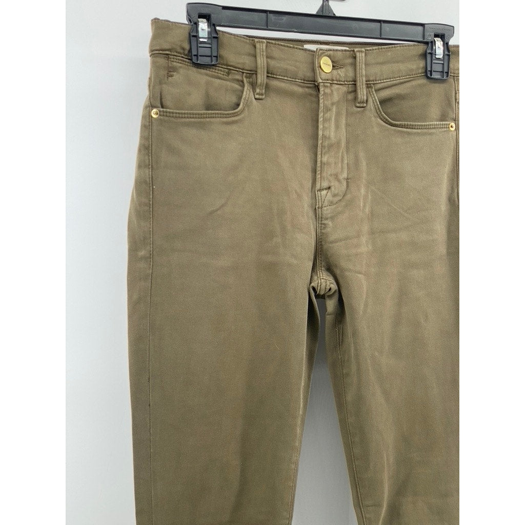 FRAME Women's Washed Army Green Le High Skinny Regular-Fit Jeans SZ 27