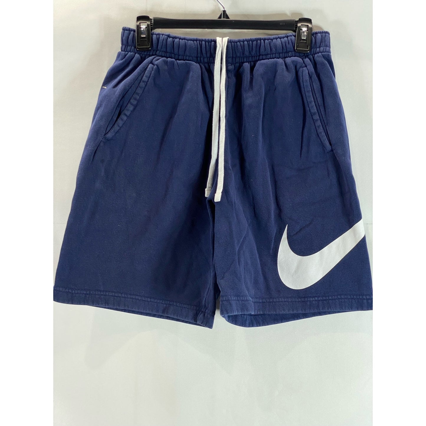 NIKE Men's Navy/White Large Swoosh Logo Pull-On Sweat Shorts SZ S