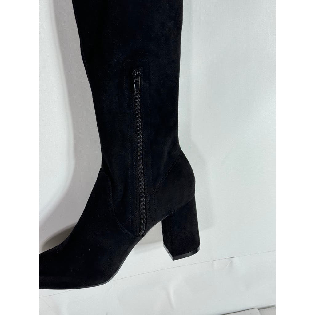 MIA Women's Black Stretch Faux Suede Beleza Tall Over-The-Knee Heeled Boots SZ 8