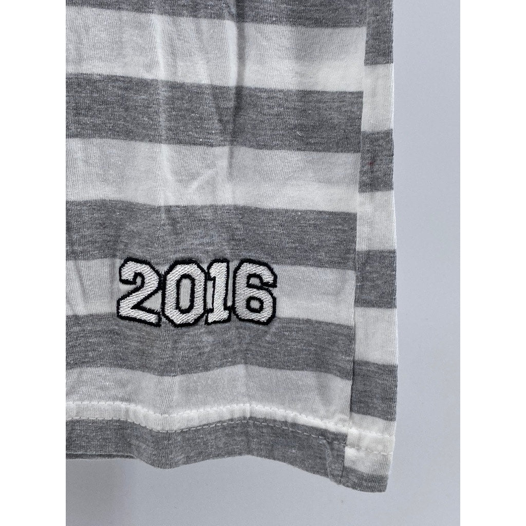 MADE FOR HISTORY By Tanya Taylor Women's Gray-White Striped Crewneck Top SZ XS