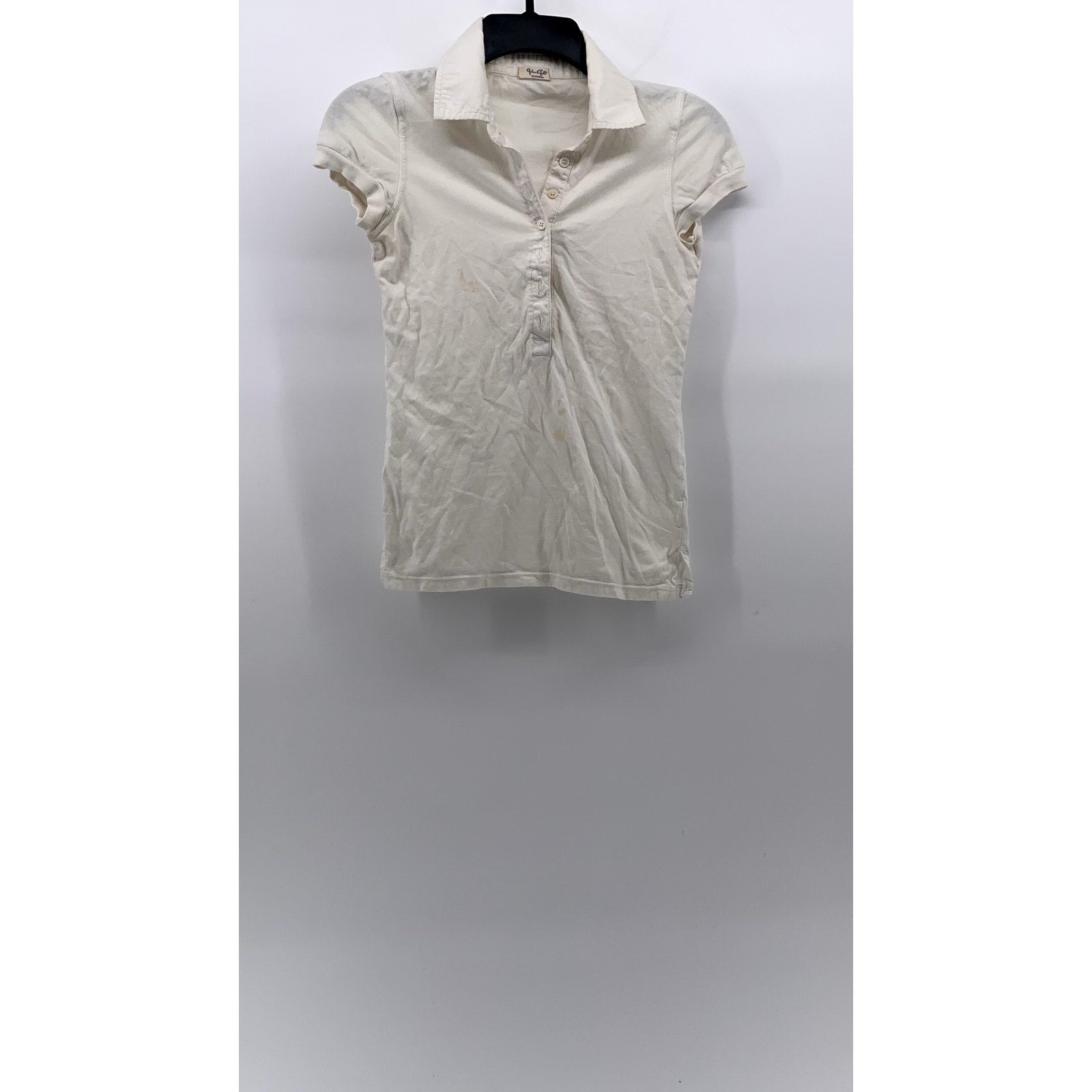 JOHN GALT Women's White Short Cap Sleeve Casual Polo Top SZ OS