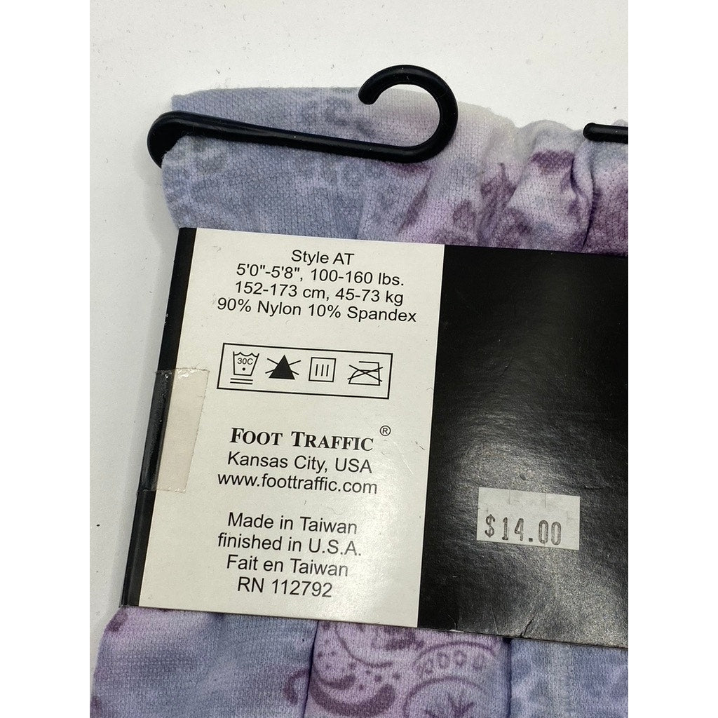 FOOT TRAFFIC Women's Blue-Pink Tie-Dye Printed Pull-On Tights SZ OS