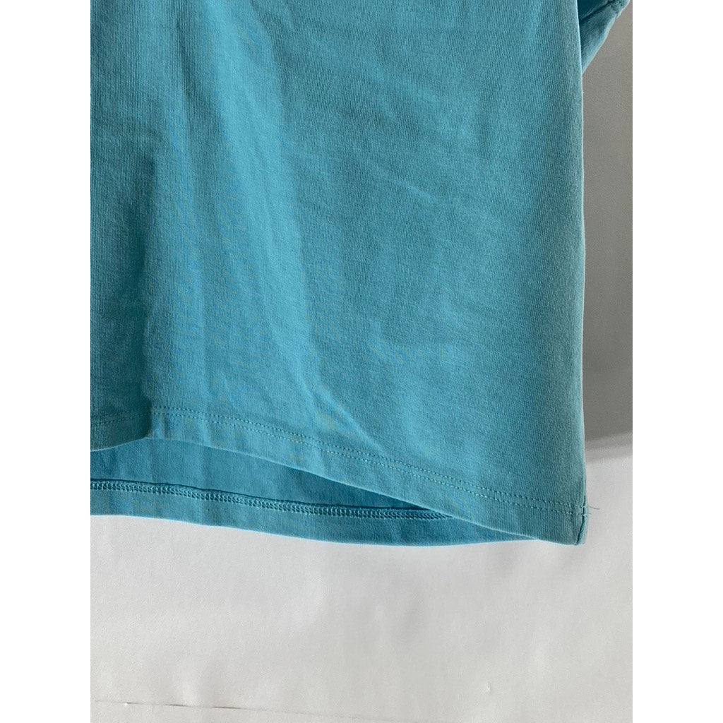 ABERCROMBIE & FITCH Women's Blue Soft Sleeveless Soft A&F Polo Crop Top SZ M