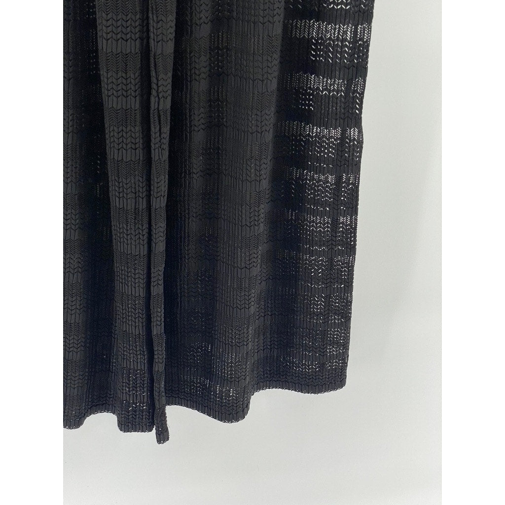 JORDAN TAYLOR Women's Black Textured Arrow Chevron Sheer Side-Slit Pant SZ M