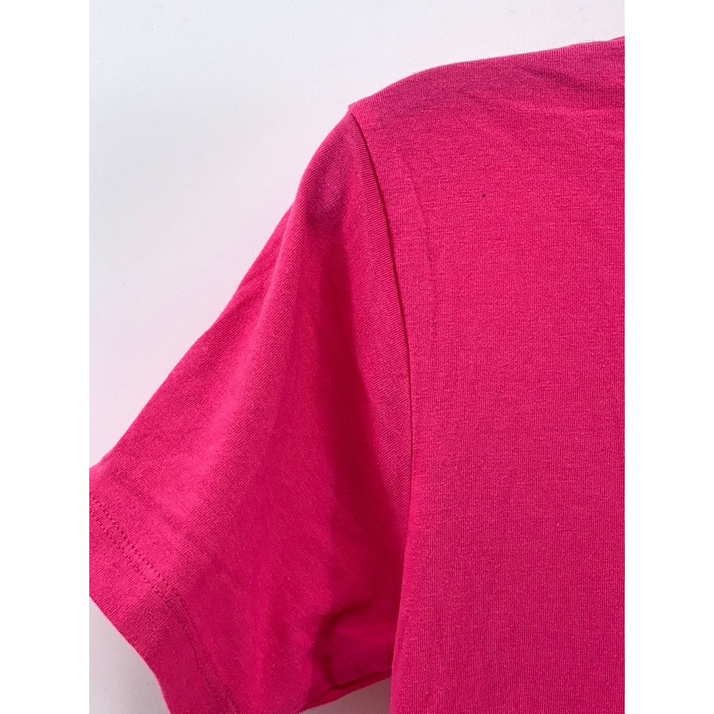 SANRIO Women's Fuchsia V-Neck Hello Kitty Graphic Short Sleeve Top SZ S