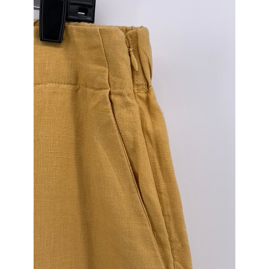 J. JILL Women's Tan Love Linen Wide-Leg Cropped Pants SZ M