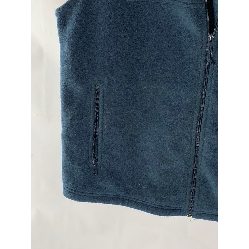 COLUMBIA Men's Navy Steen Mountain Fleece Zipper-Pocket Zip-Up Vest SZ XL