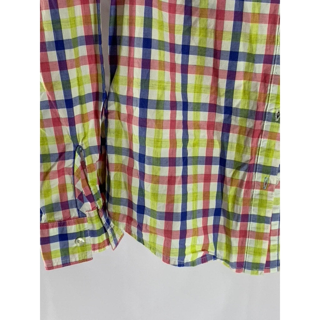 J.MCLAUGHLIN Women's Multicolor Plaid Button-Up Long Sleeve Top SZ 2
