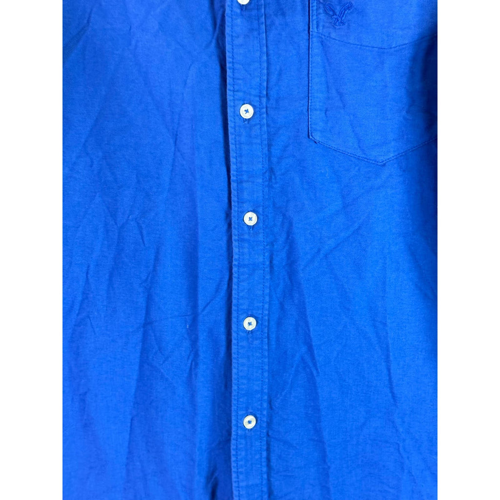 AMERICAN EAGLE OUTFITTERS Men's Tall Dark Blue Classic-Fit Button-Up Shirt SZ LT