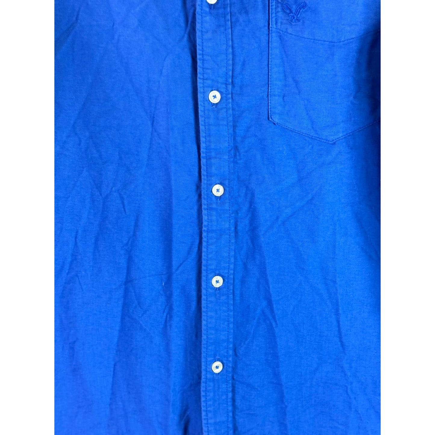 AMERICAN EAGLE OUTFITTERS Men's Tall Dark Blue Classic-Fit Button-Up Shirt SZ LT