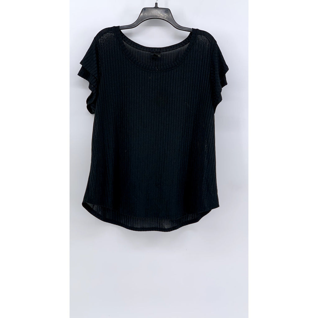 WORTHINGTON Sheer Black Ruffled Sleeve Blouse SZ XL