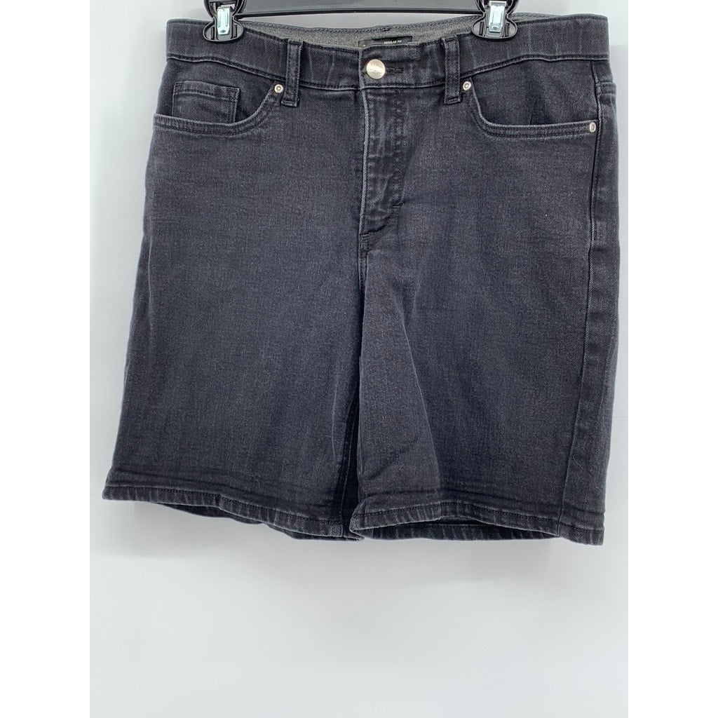LEE Women's Black Regular-Fit Straight-Leg Mid-Rise Shorts SZ 12