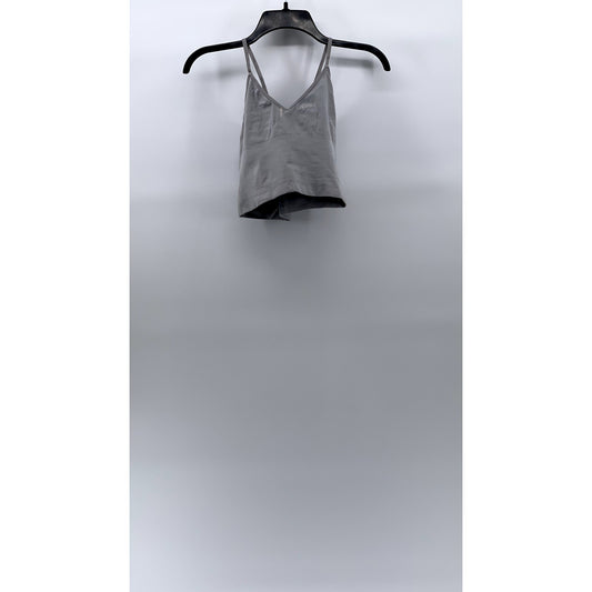 ITZON Women's Light Gray V-Neck Compression Cropped Spaghetti Strap Cami SZ S/M