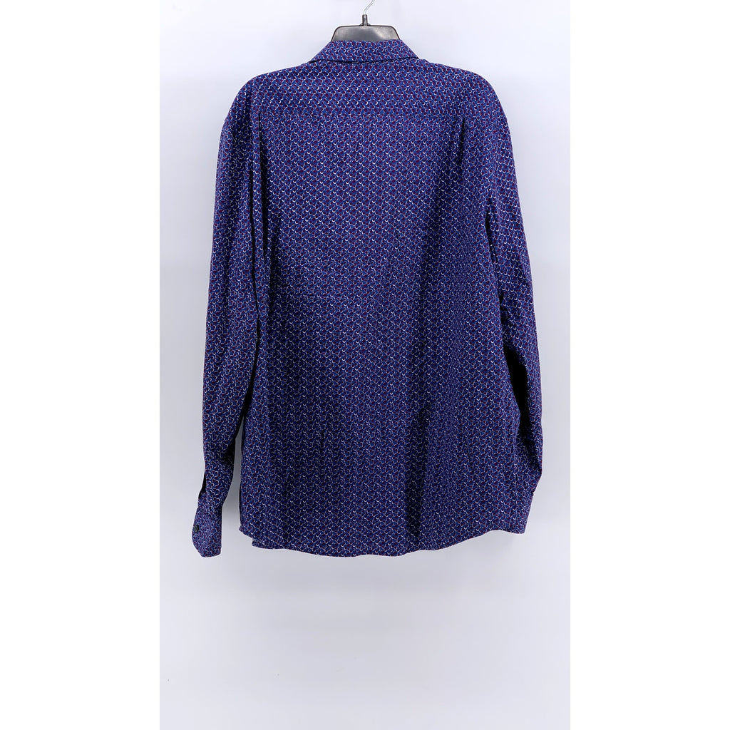 MICHAEL KORS Men's Blue Printed Classic Fit Button-Up Shirt SZ XXL