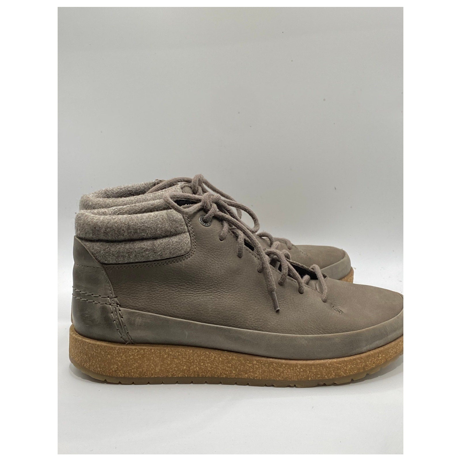 BIRKENSTOCK Women's Taupe Nubuck Leather Lace-Up Cork Honnef Sneakers SZ 7