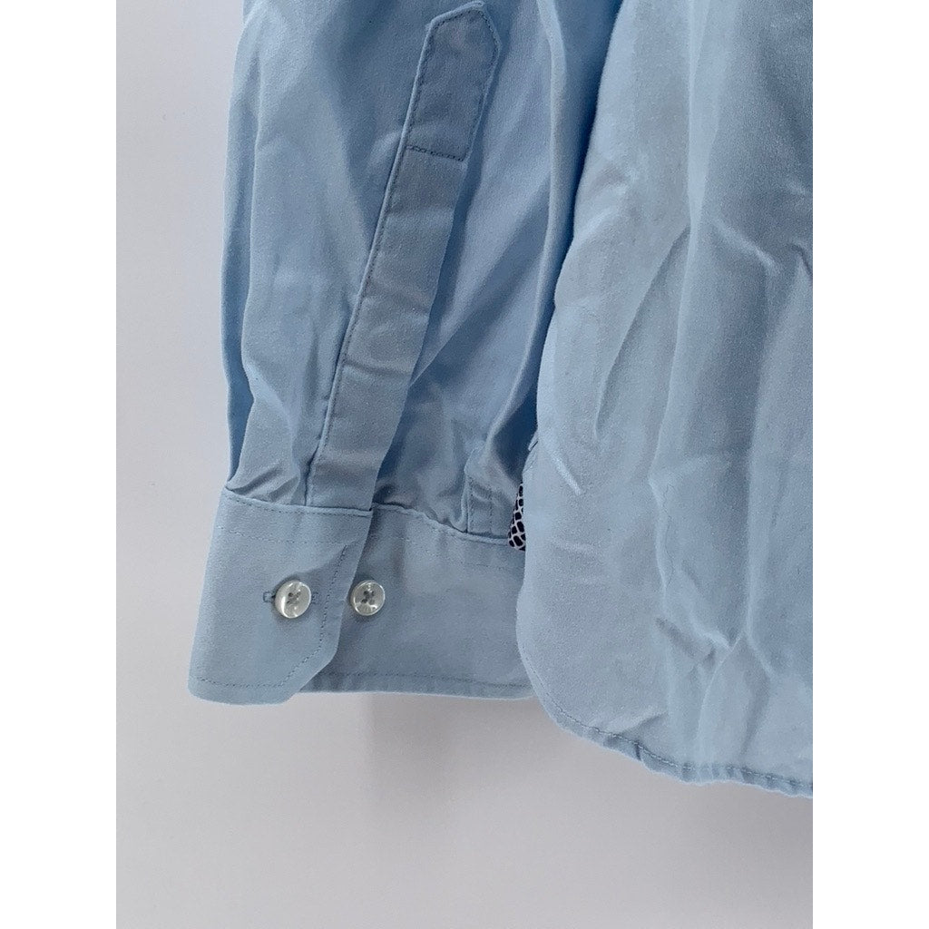TED BAKER LONDON Men's Blue Slim-Fit Plain Button-Up Shirt SZ 15.5