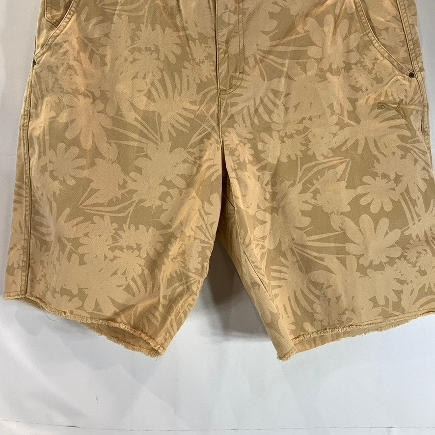 PUMA Men's Tan Tropical Print Regular-Fit Raw Hem Chino Shorts SZ 38