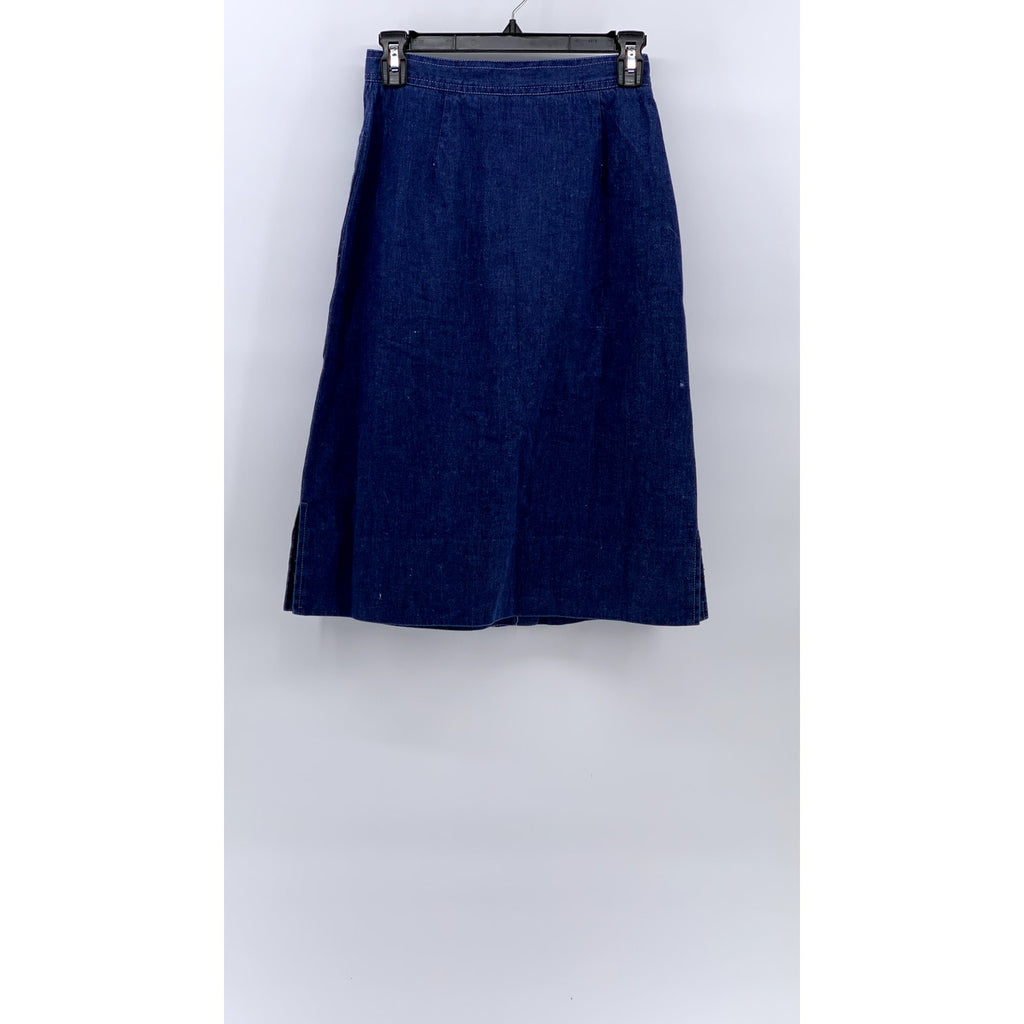 MADISON Women's Vintage 70's Blue Wrap Style A-Line Midi Skirt SZ 10