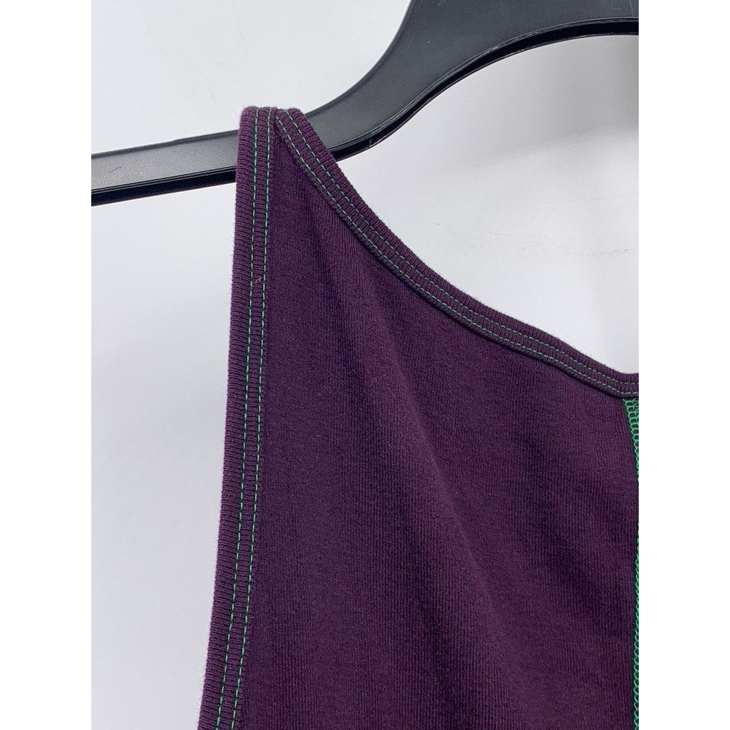 AJ ANDREA JOVINE Women's Purple-Green Scoop-Neck Knit A-Line Knee Dress SZ S