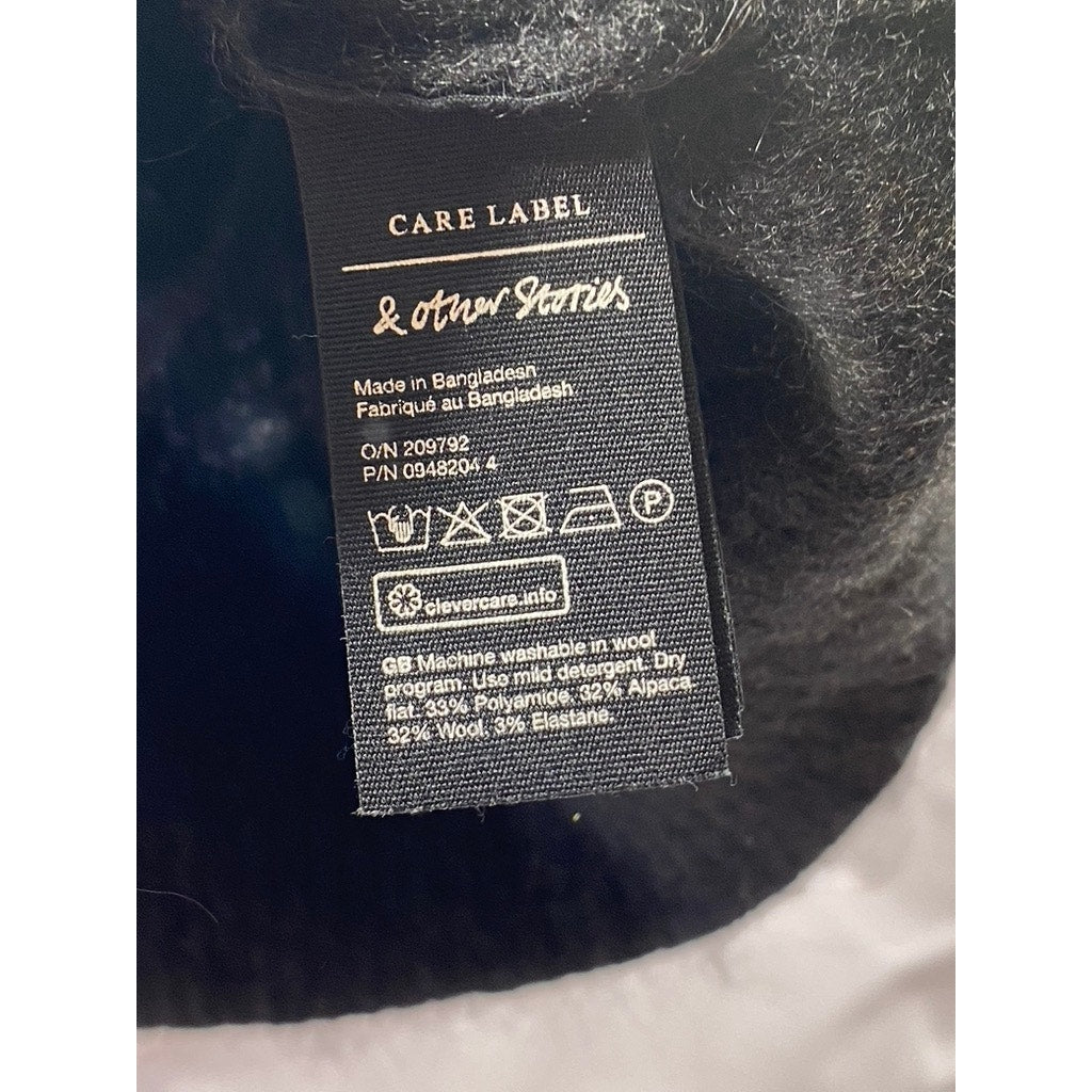 & OTHER STORIES Women's Black Alpaca-Blend Cropped V-Neck Cardigan SZ XS