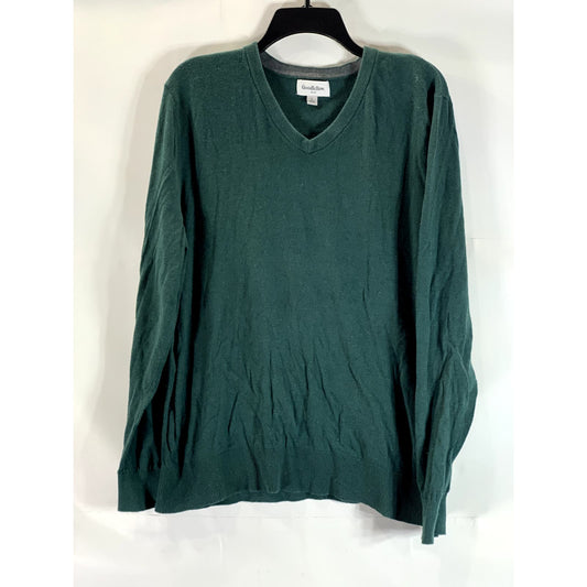 GOODFELLOW & Co Men's Green V-Neck Cotton-Blend Pullover Sweater SZ L
