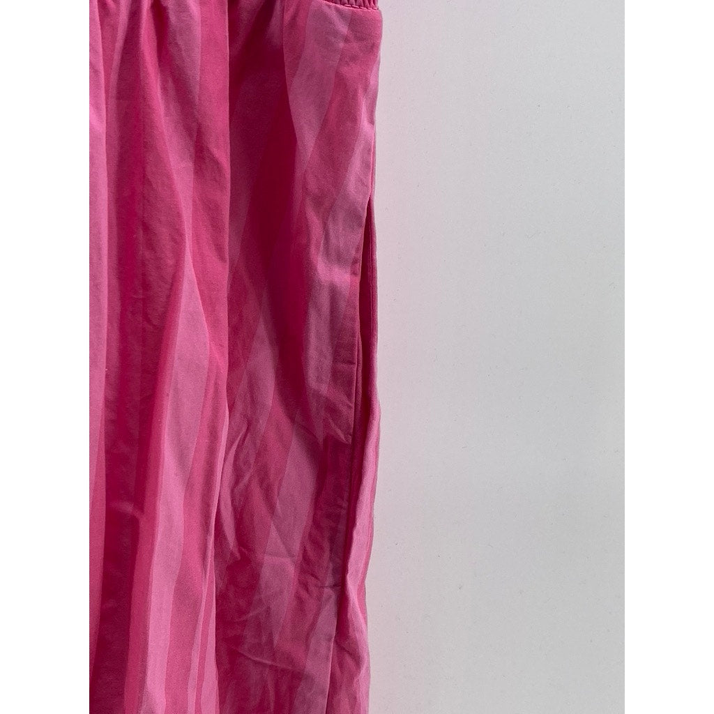 A NEW DAY Women's Pink Wide Stripe Smocked A-Line Tie-Strap Midi Dress SZ L