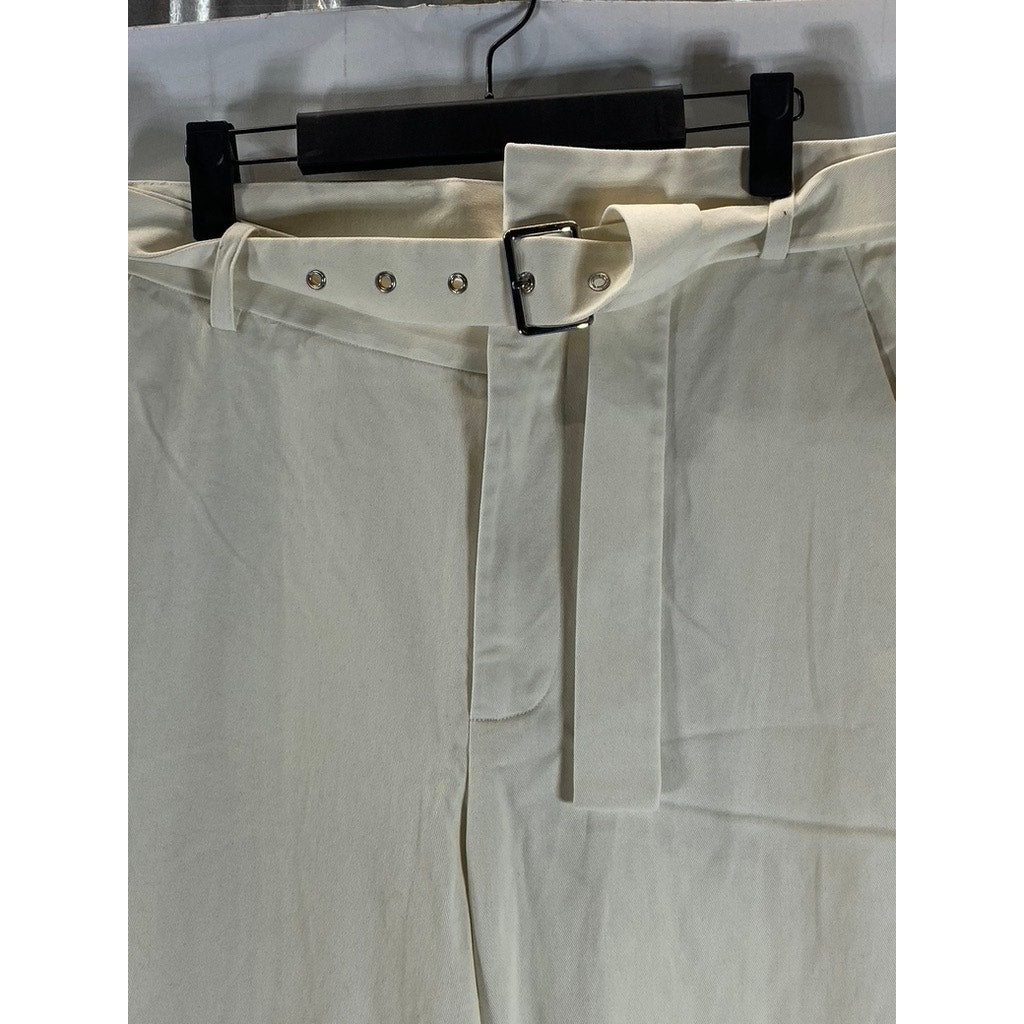MAISON BLANCHE All Gender Coconut Milk Asymmetrical Straight Leg Trousers SZ 4