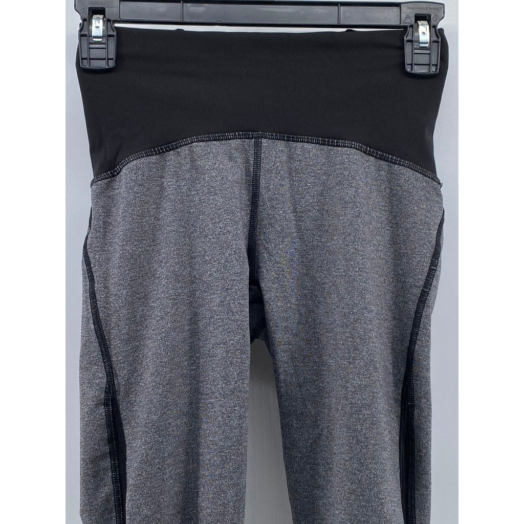 LULULEMON Women's Heather Gray-Black Train Times Mesh Cropped Leggings SZ 4