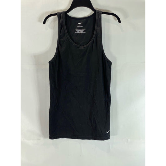 NIKE Men's Black Scoopneck Dri-Fit Tag-Free Essential Cotton Stretch Tank SZ M