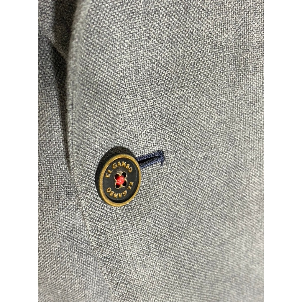 EL GANSO Men's Gray Two-Button Elbow Patch Regular-Fit Blazer SZ 52(US42)