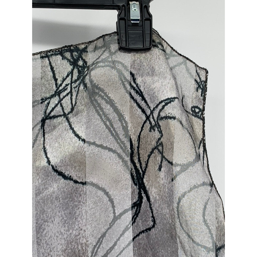 UNBRANDED Women's Gray Silver Abstract Floral Sheer Scarf