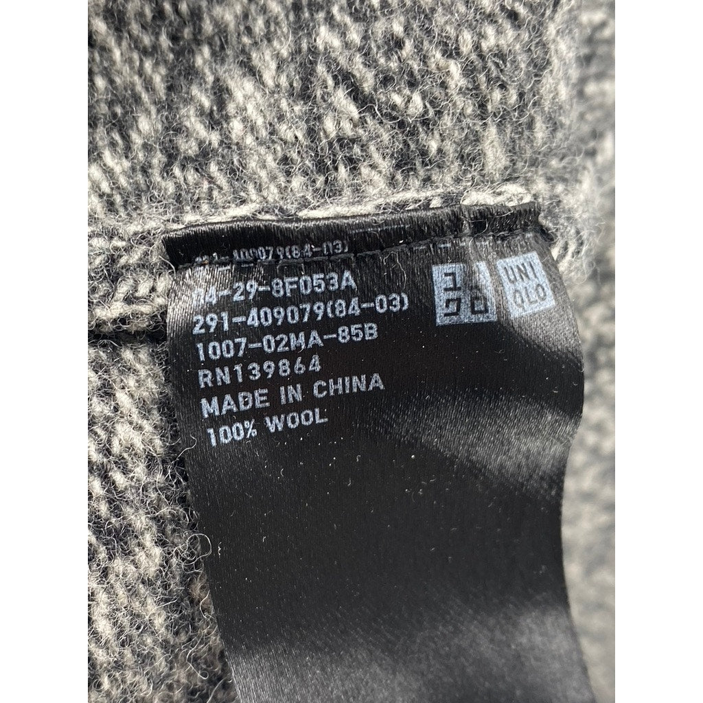 UNIQLO Women's Charcoal Gray Marled Knit Wool Knee Turtleneck Sweater Dress SZ S