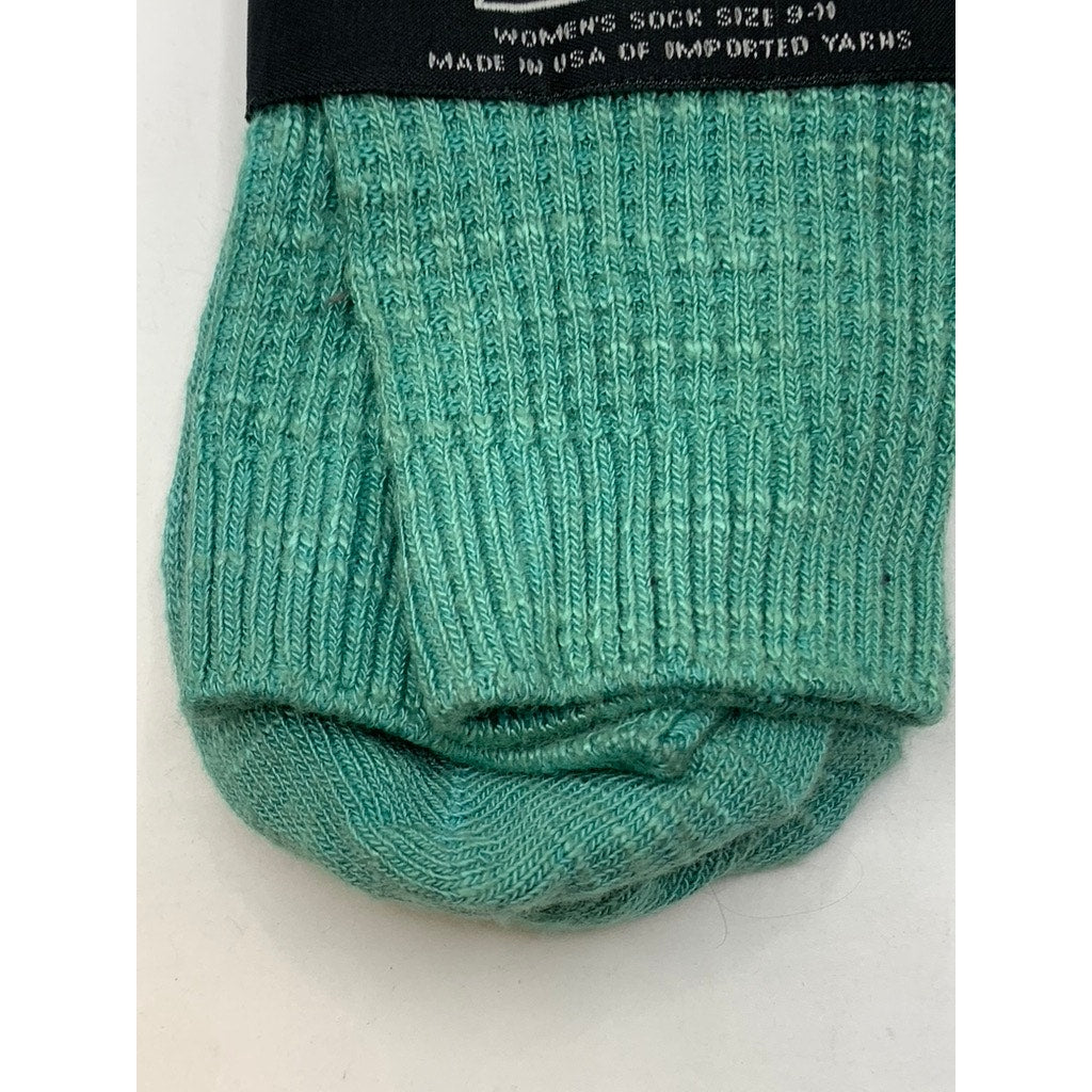 B.ELLA Women's Teal Ribbed Mary Crew Socks SZ OS