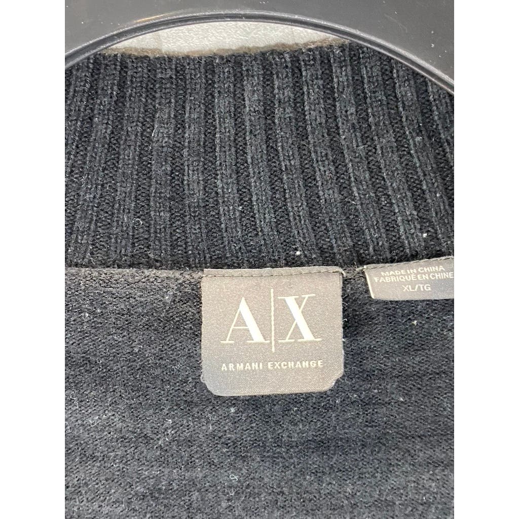 A|X ARMANI EXCHANGE Men's Black Striped V-Neck Pullover Sweater SZ XL