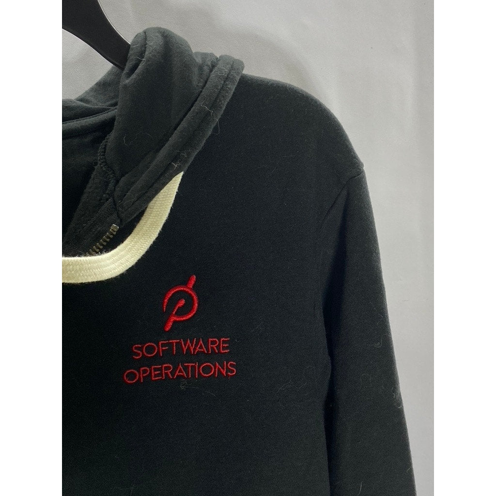 NEXTLEVEL APPAREL Men's Black/Red Custom Embroidered Logo Zip-Up Sweater SZ M